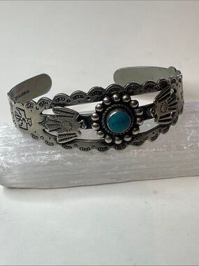 Fred Harvey Era Navajo SilverTurquoise Cuff Bracelet